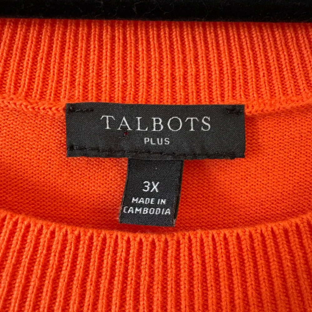 Talbots Vibrant Orange and White Striped Short Sleeve Top 3X